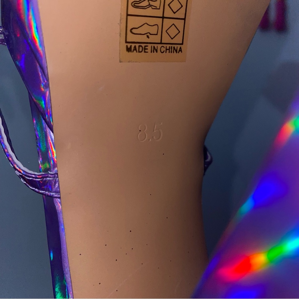 Purple Holographic Vivianly Platform Heels - Picture 9 of 9